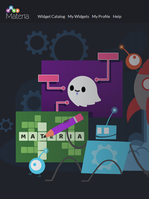 A screenshot of the Materia website's home page in dark mode.