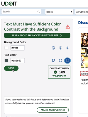 A screenshot of the UDOIT content fixer tool with the new UI and UX design.
